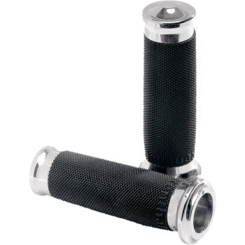 Performance Machine Contour Renthal Wrapped Grips-Chrome